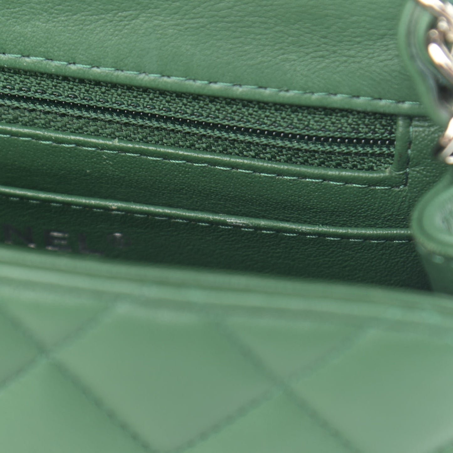 Lambskin Quilted Mini Square Flap Green