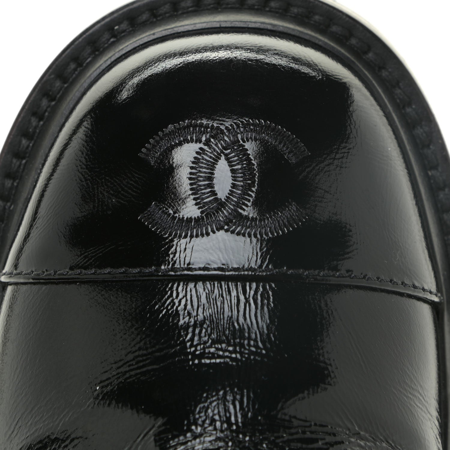 Chanel Shiny Calfskin Quilted Lace Up Combat Boots 38.5 Black 10 of 14