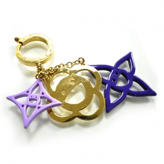 Brass Enamel Cosmic Blossom Bag Charm Violet