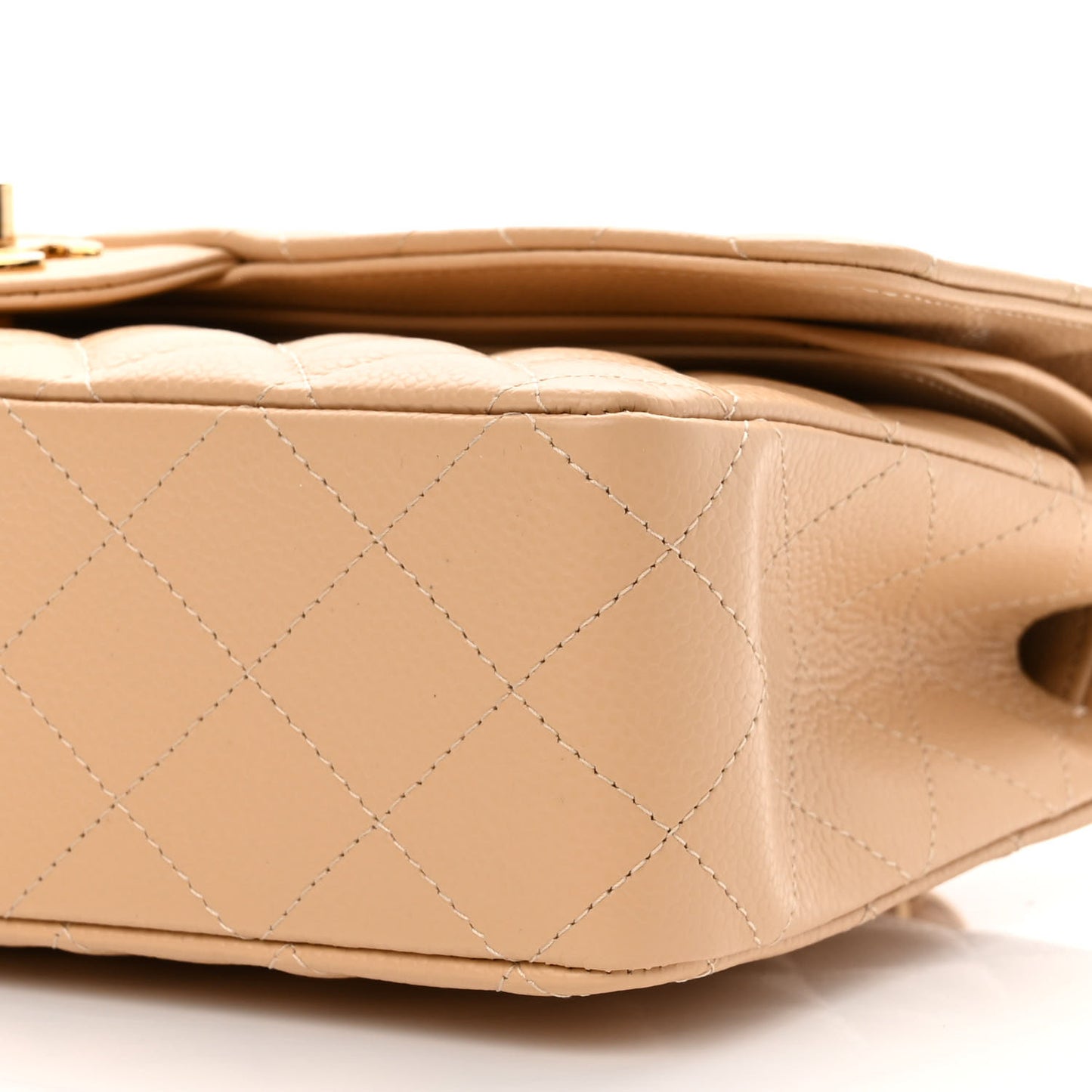 Caviar Quilted Medium Double Flap Beige Clair