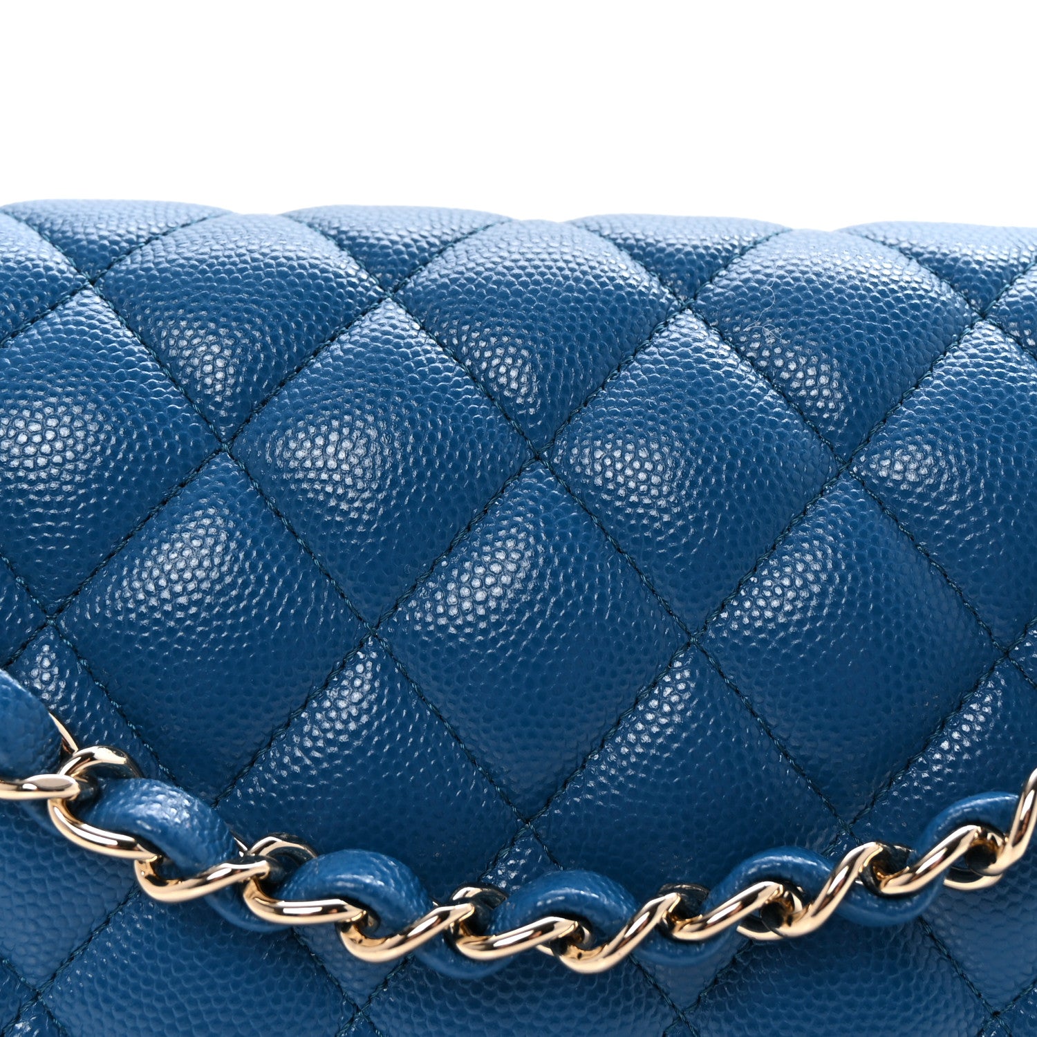 Chanel Caviar Quilted Medium Double Flap Blue 8 of 10