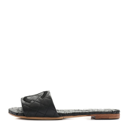 Chanel Lambskin Quilted Embroidered CC Mules Sandals 39.5 Black 1 of 9