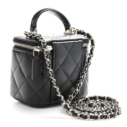 Chanel Lambskin Quilted Top Handle Mini Vanity Case With Chain Black 3 of 11