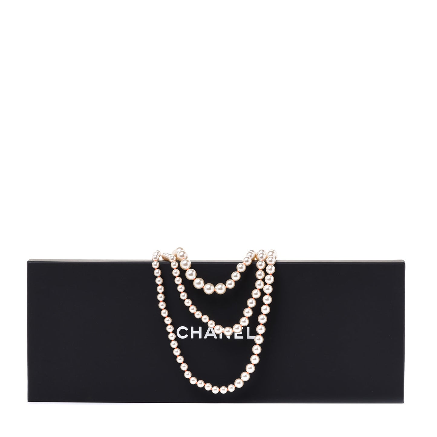 Pearl Crystal Gripoix CC Multi Strand Necklace Orange Multicolor