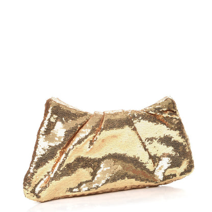 Chanel Sequin Paillette Quilted Flap Clutch Gold 3 of 7