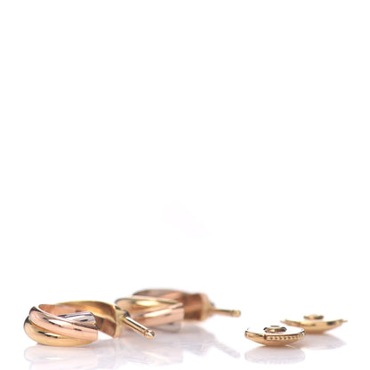 Cartier 18K Pink Yellow White Gold Small Trinity Hoop Earrings 3 of 5