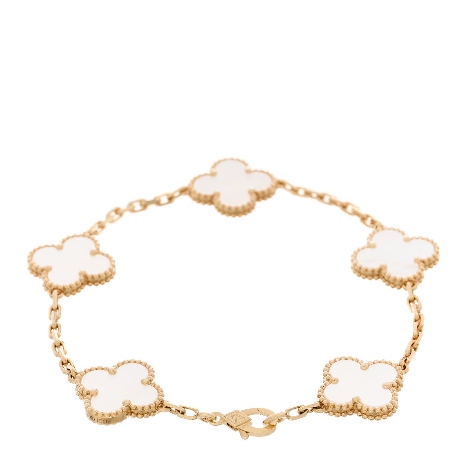 Van Cleef & Arpels 18K Yellow Gold Mother of Pearl 5 Motifs Vintage Alhambra Bracelet 2 of 5