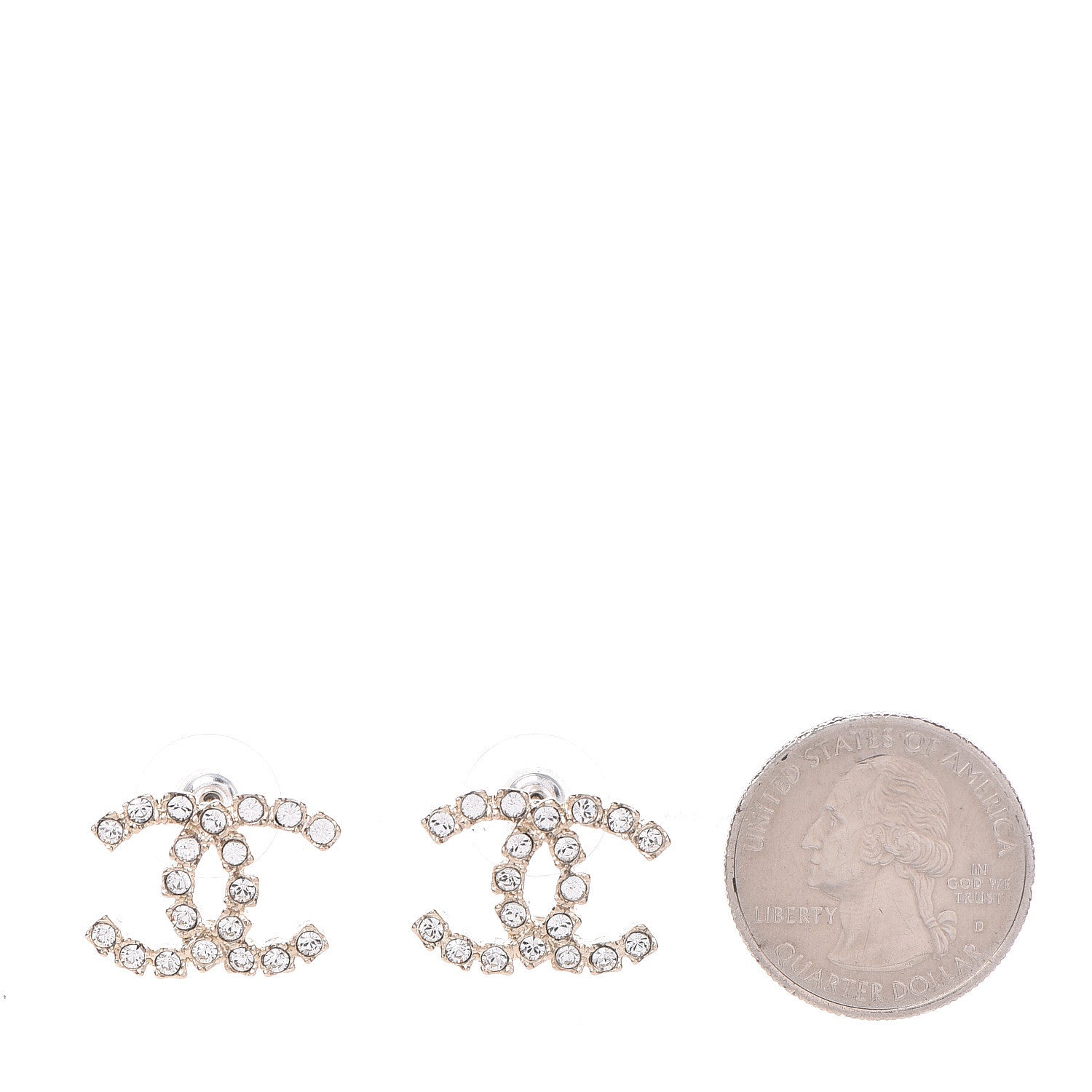 Chanel Crystal CC Earrings Gold 2 of 5