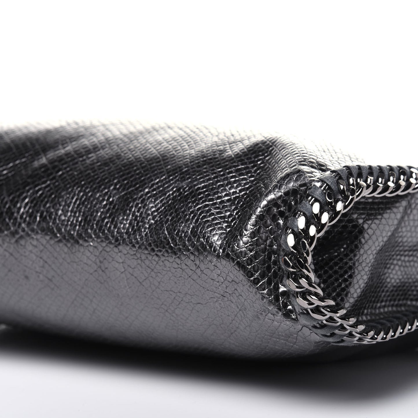 Metallic Snake Print Small Falabella Tote Ruthenium