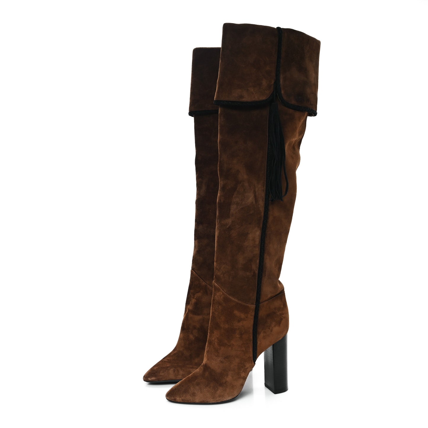 Suede Over The Knee Boots 39 Brown