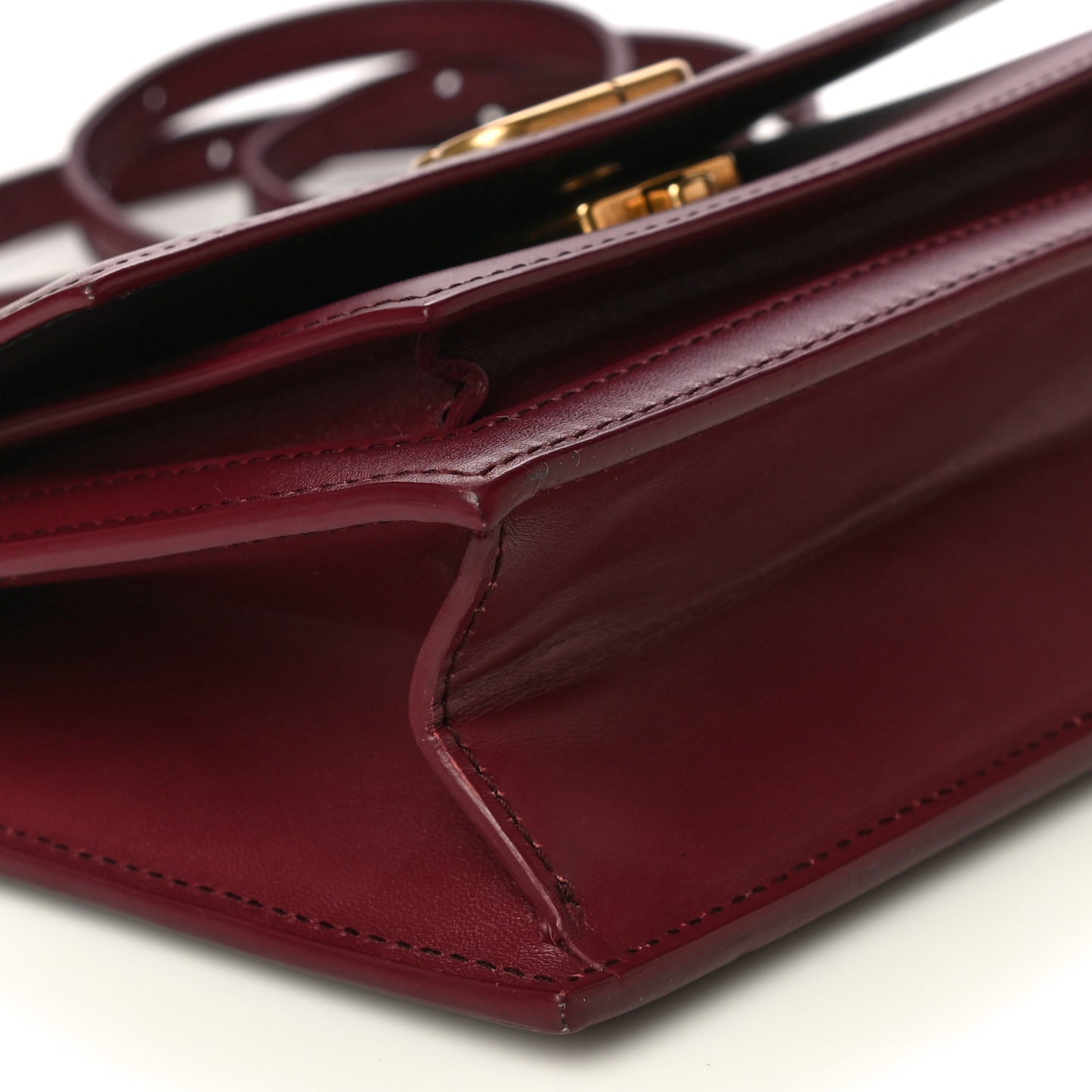 Box Calfskin XS Sharp Top Handle Bag Burgundy