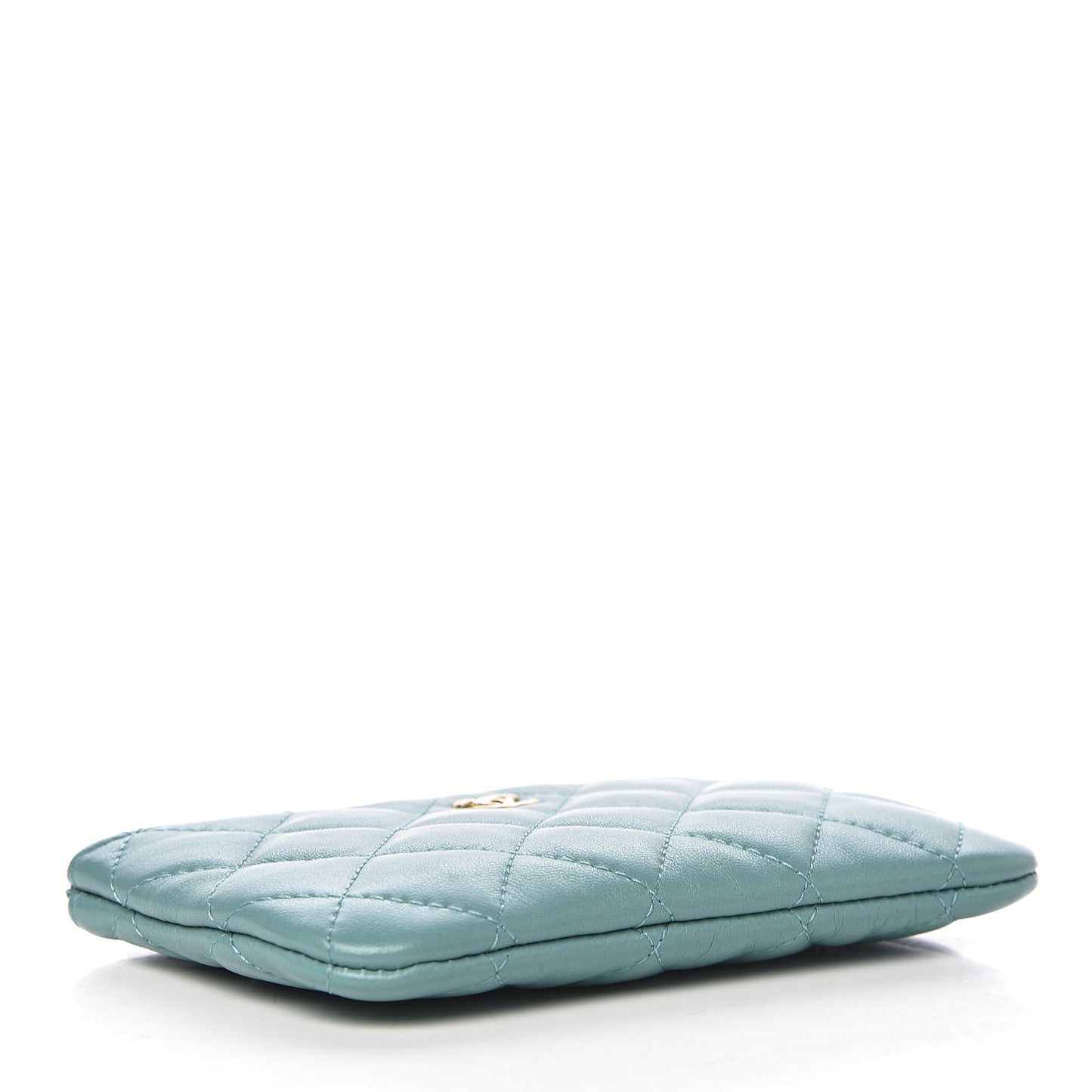 Lambskin Quilted Small Cosmetic Case Green
