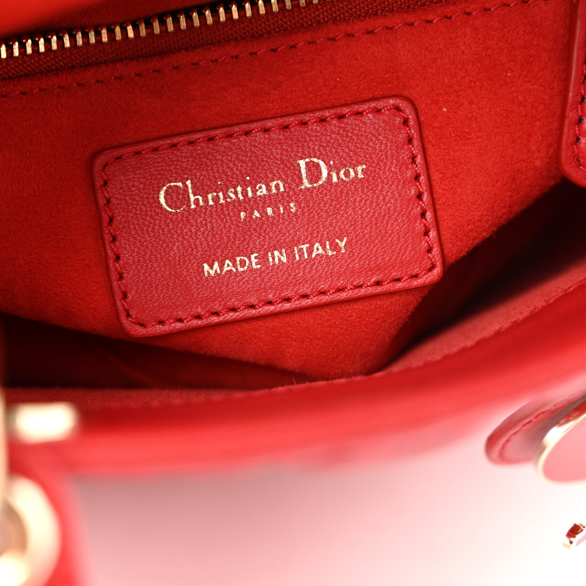 Christian Dior Calfskin Cannage Dioramour Mini Lady Dior Bag Bright Red 6 of 13