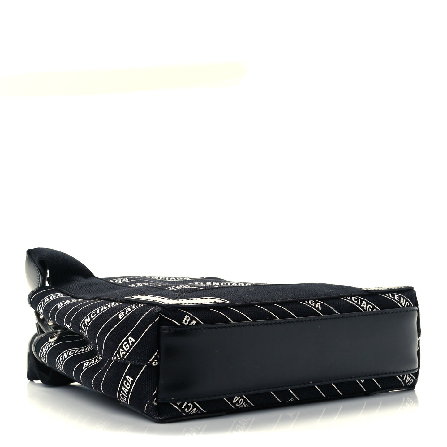 Cotton Canvas Calfskin Logo Print Navy Cabas XS Black White