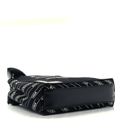 Balenciaga Cotton Canvas Calfskin Logo Print Navy Cabas XS Black White 5 of 11