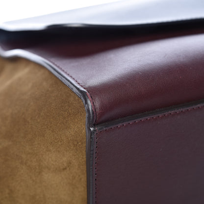 Celine Drummed Calfskin Suede Medium Tri-Color Trapeze Burgundy 9 of 14