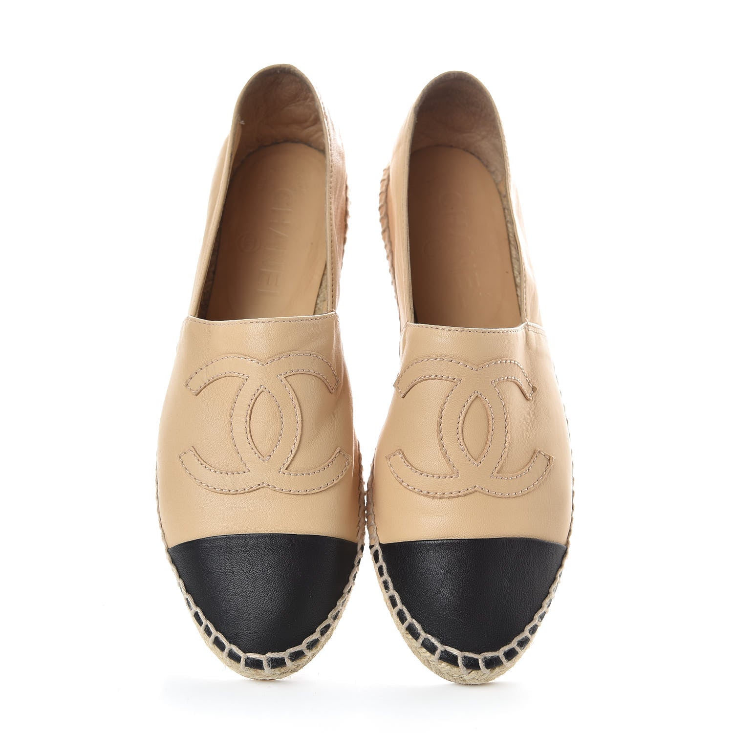 Chanel Lambskin CC Espadrilles 39 Beige Black 8 of 8