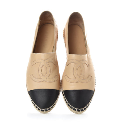 Chanel Lambskin CC Espadrilles 39 Beige Black 8 of 8