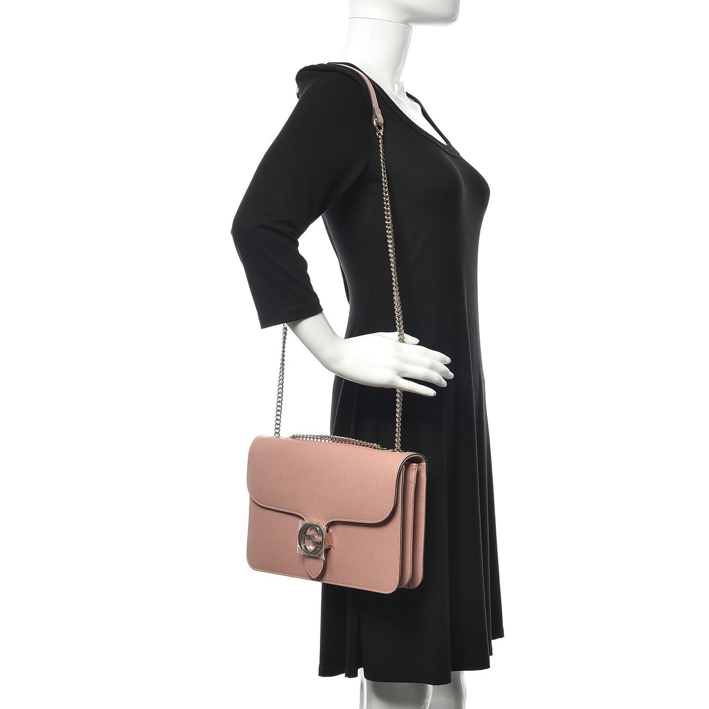 Dollar Calfskin Interlocking G Shoulder Bag Soft Pink