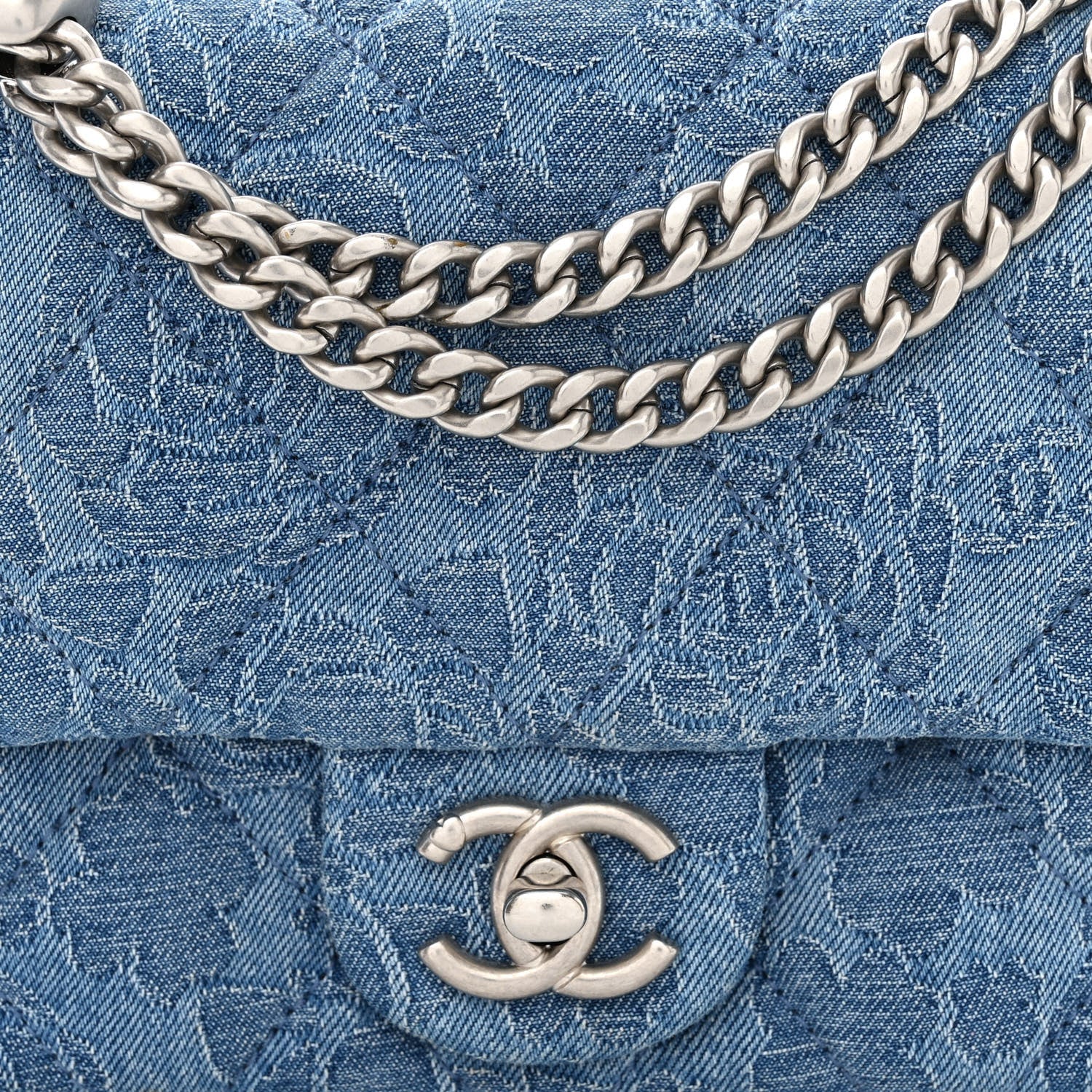 Chanel Denim Quilted Camellia Sweetheart Mini Flap Blue 8 of 10