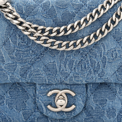 Chanel Denim Quilted Camellia Sweetheart Mini Flap Blue 8 of 10