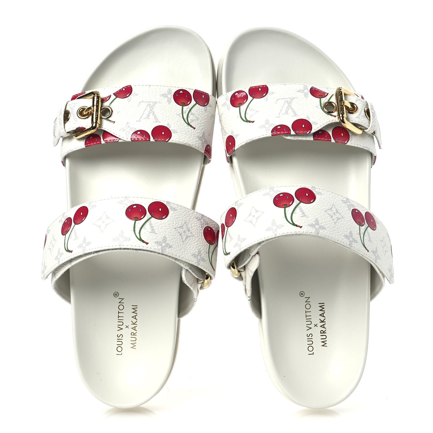 LV X TM Monogram Cerises Bom Dia Comfort Mule Sandals 38 White
