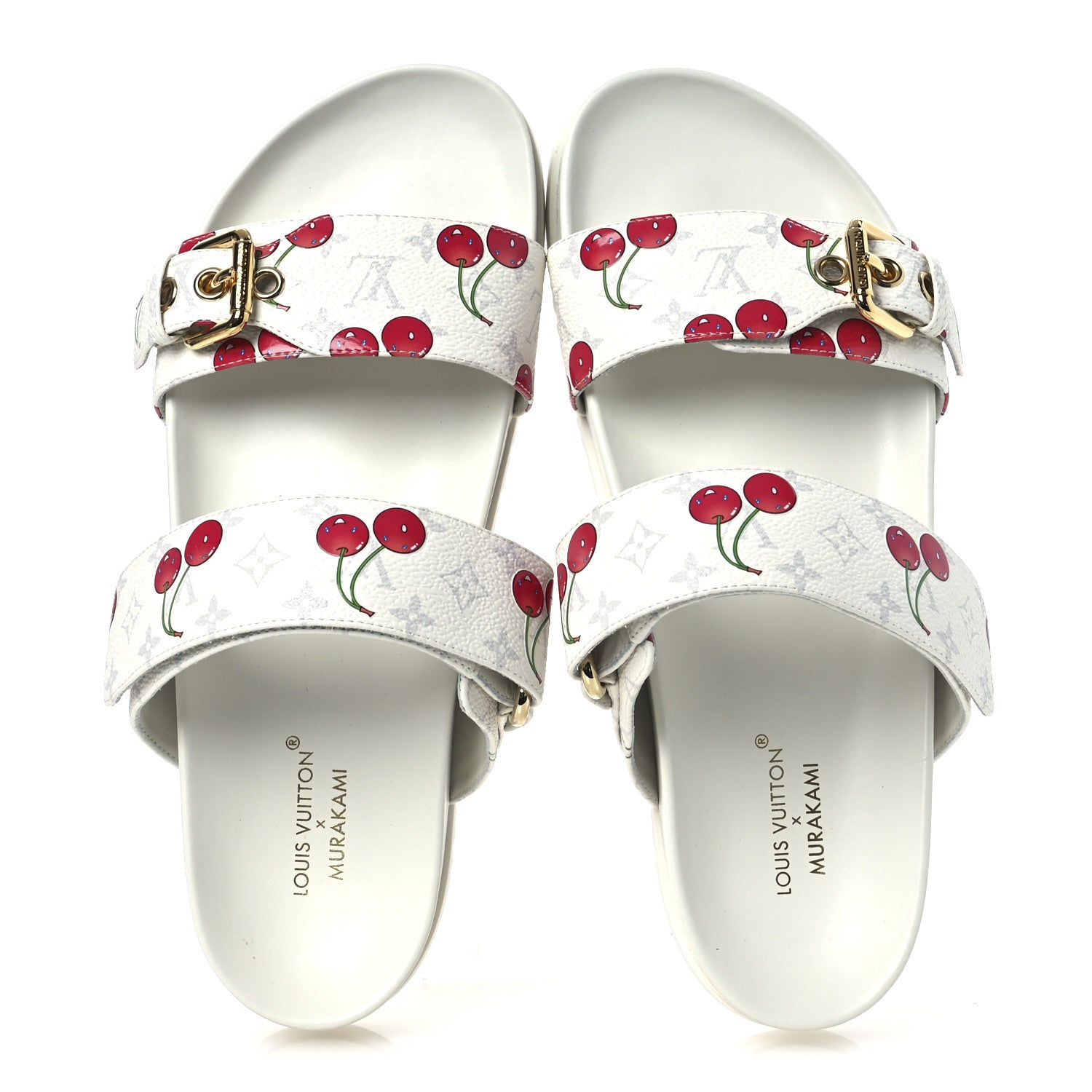 Louis Vuitton LV X TM Monogram Cerises Bom Dia Comfort Mule Sandals 38 White 2 of 11