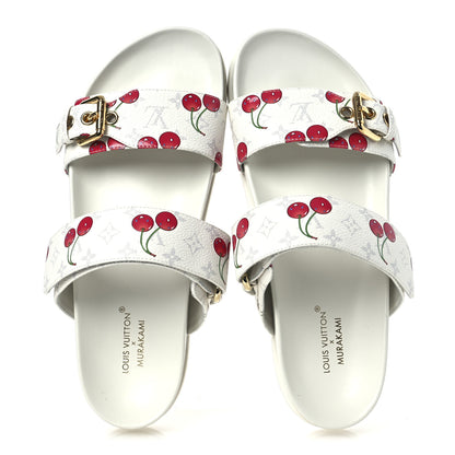 Louis Vuitton LV X TM Monogram Cerises Bom Dia Comfort Mule Sandals 38 White 2 of 11