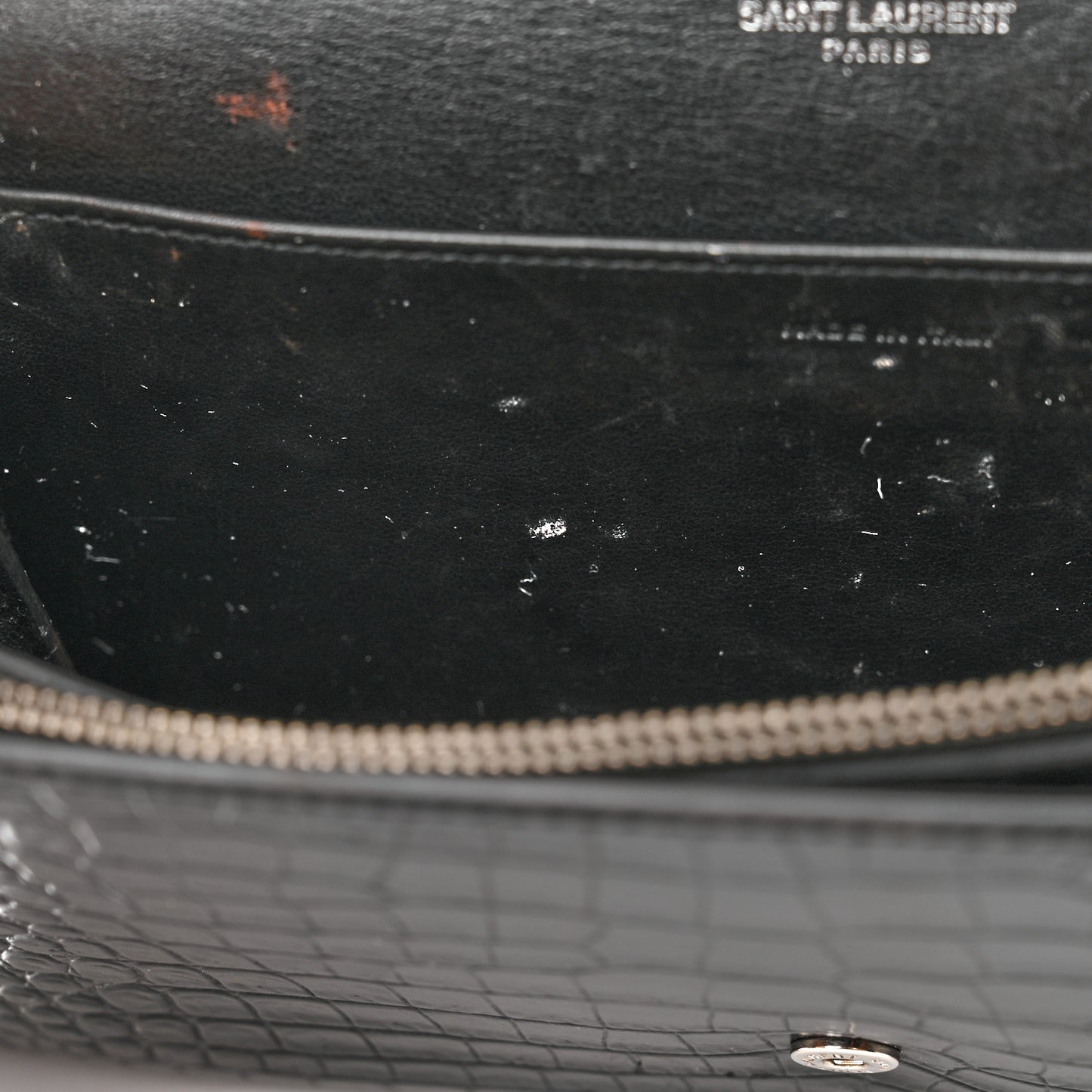 Calfskin Crocodile Embossed Monogram Mini Uptown Crossbody Black