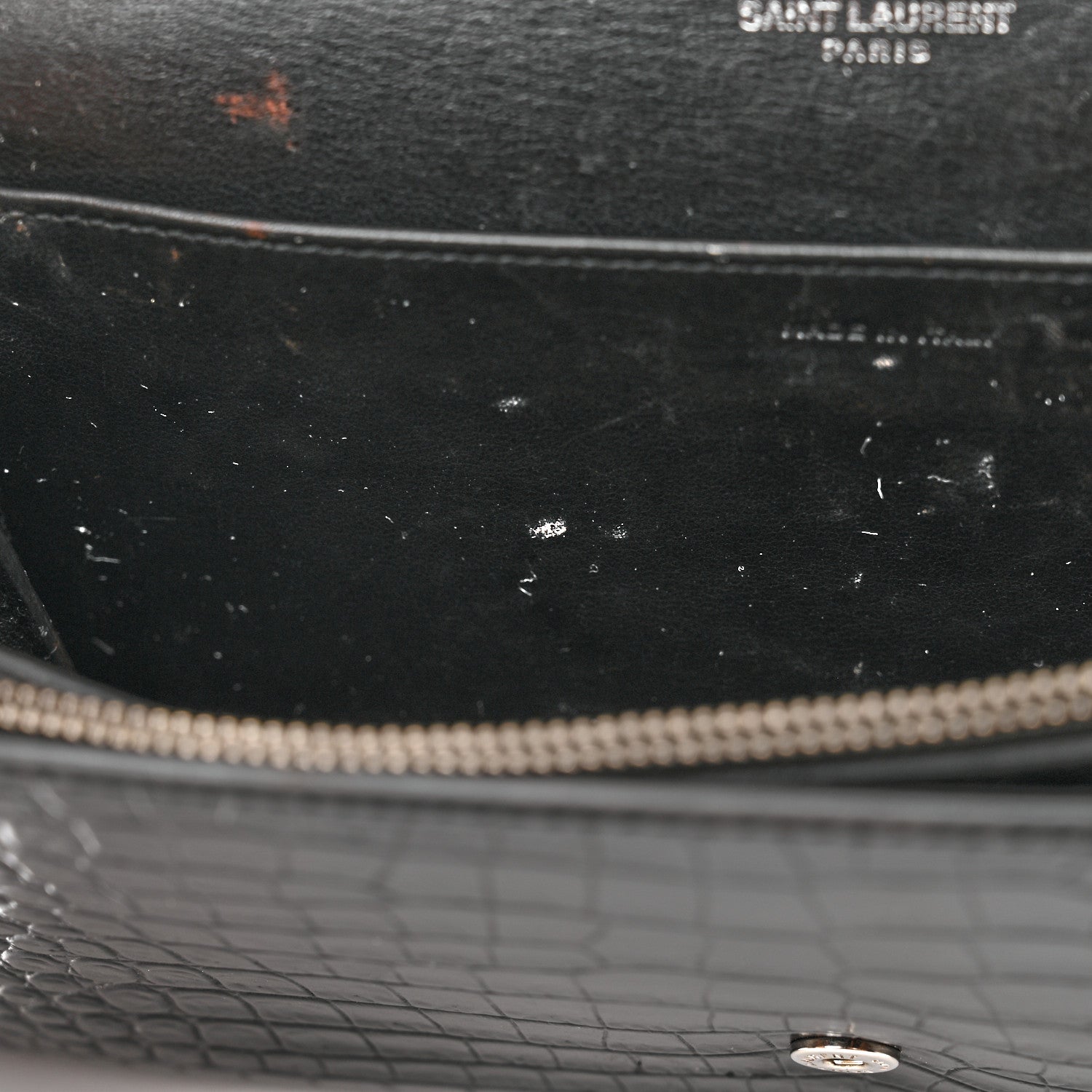 Saint Laurent Calfskin Crocodile Embossed Monogram Mini Uptown Crossbody Black 11 of 16