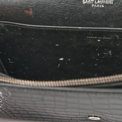 Saint Laurent Calfskin Crocodile Embossed Monogram Mini Uptown Crossbody Black 11 of 16