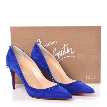 Christian Louboutin Veau Velours Anjalina 85 Pumps 36 Azulejo 8 of 8
