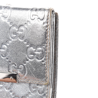 Gucci Metallic Guccissima Metal Bar French Flap Wallet Silver 10 of 13