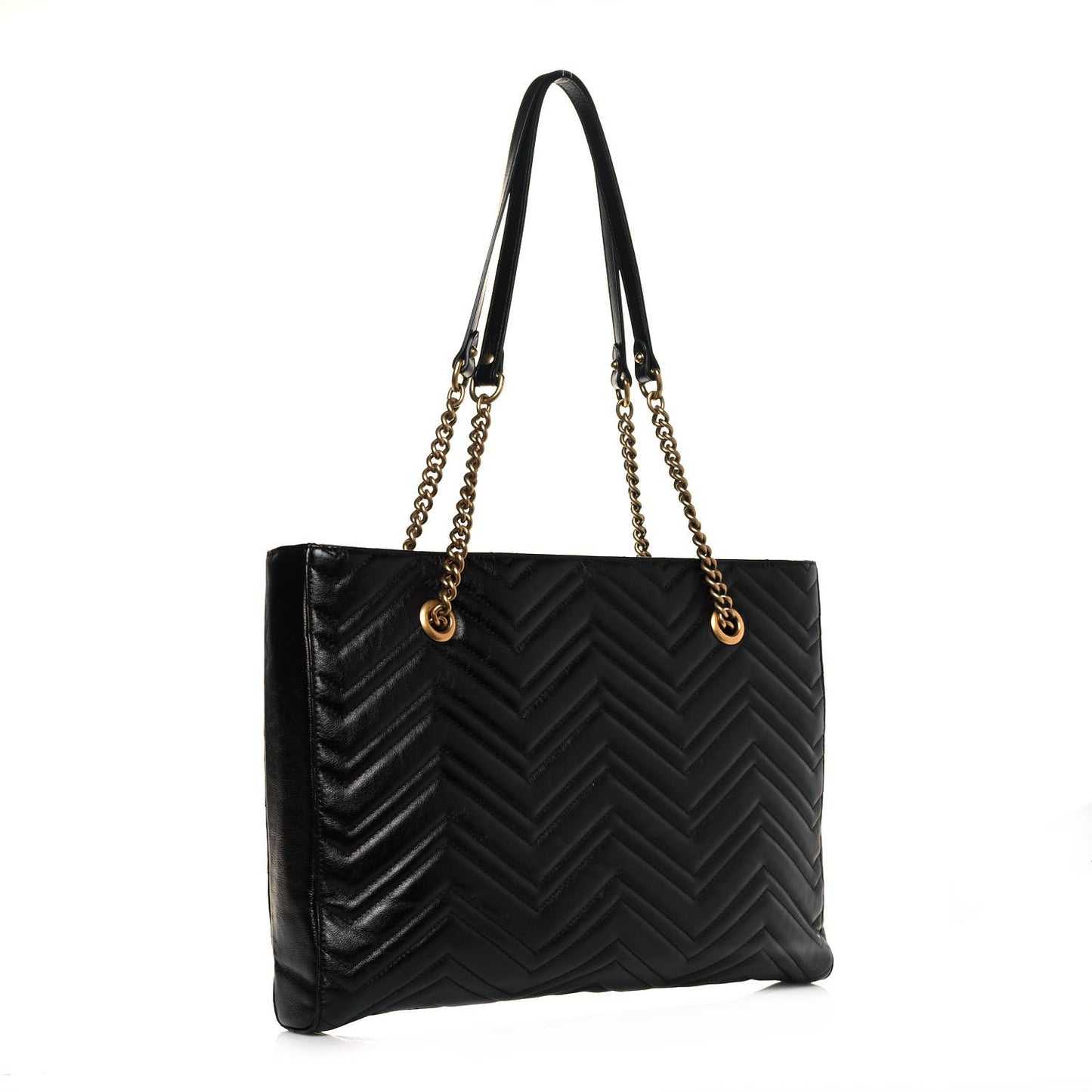 Vintage Calfskin Matelasse Medium GG Marmont Slim Tote Black