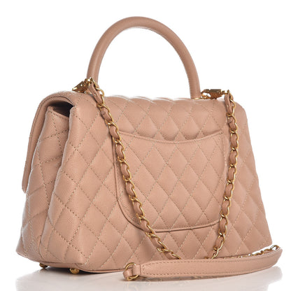 Chanel Caviar Quilted Small Coco Handle Flap Light Beige 3 of 8