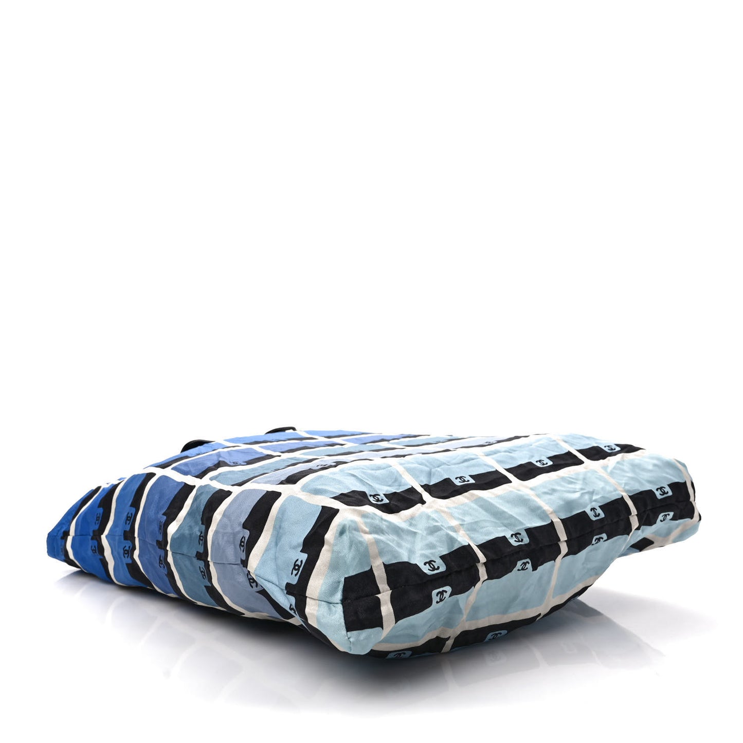 Caviar Fabric Foldable Tote Bag With Chain Black Multicolor