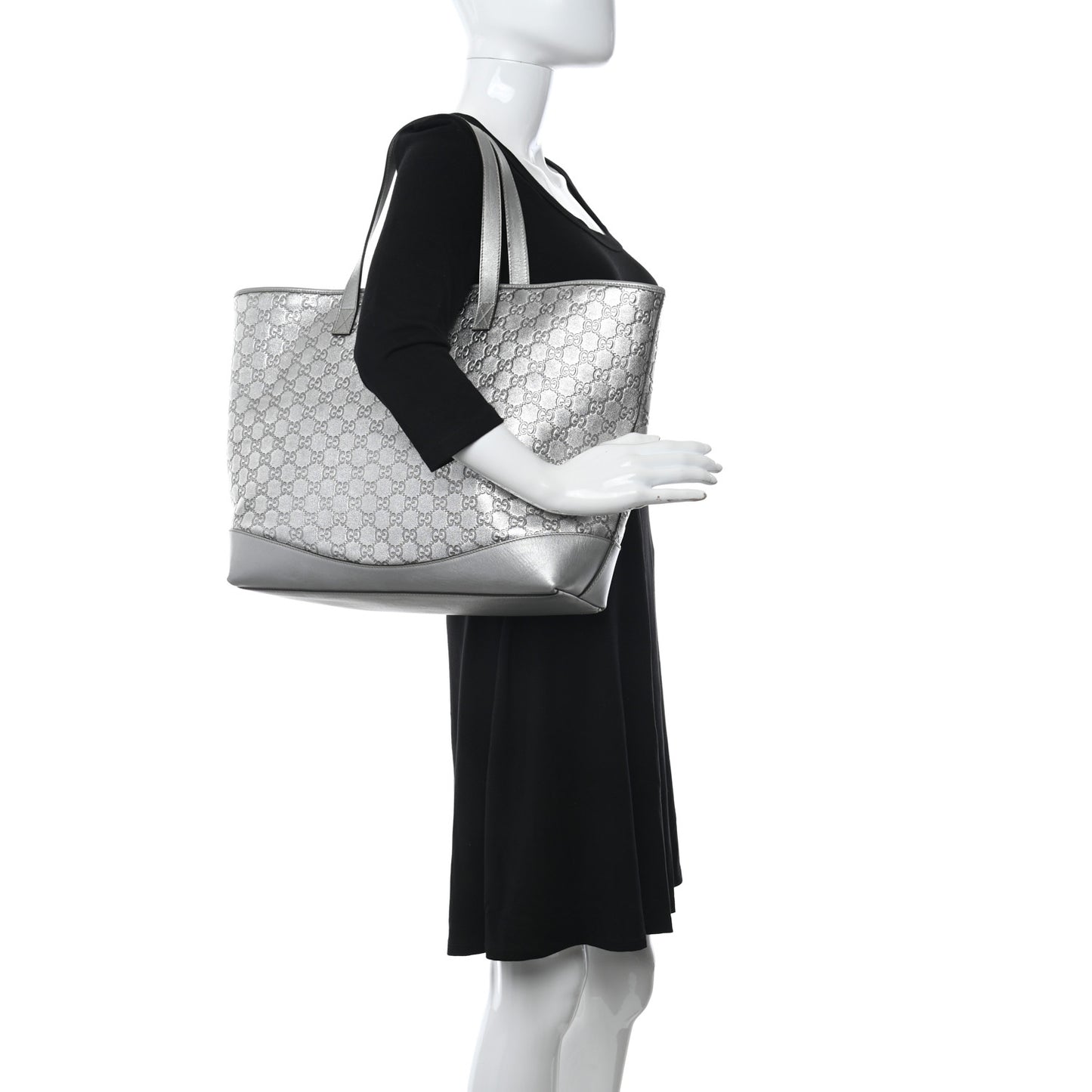 Guccissima Large Tote Silver
