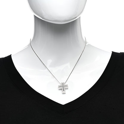 Damiani 18K White Gold Diamond Cross Pendant Necklace 2 of 4