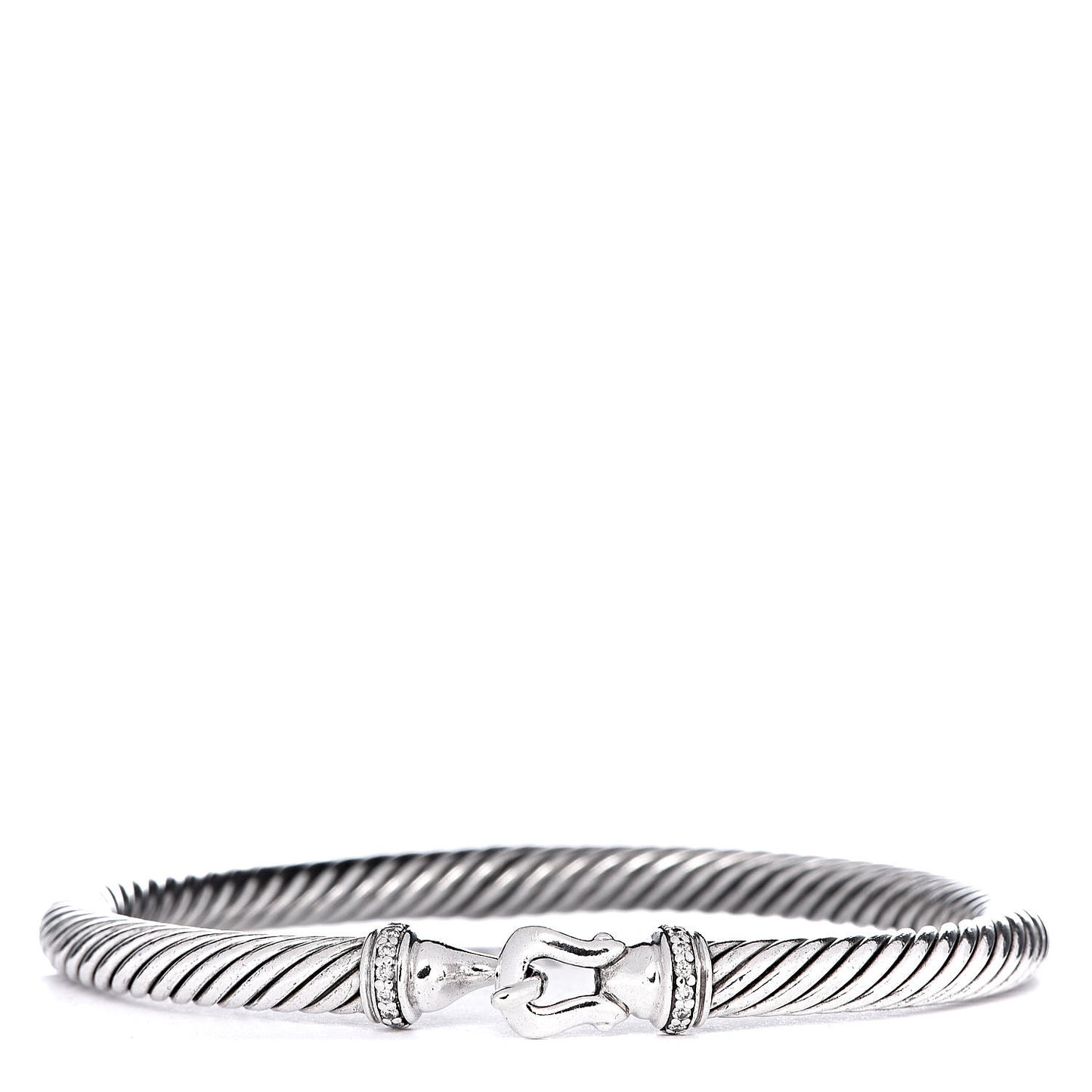 Sterling Silver Diamond 5mm Cable Buckle Bracelet