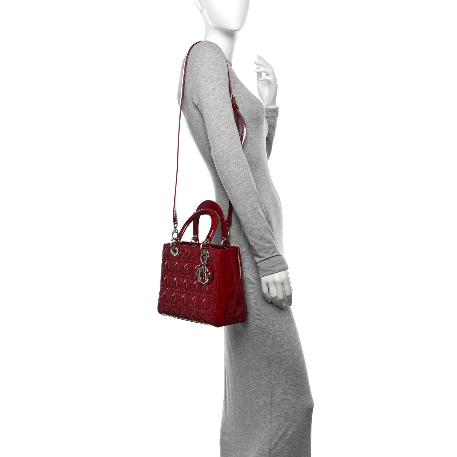 Christian Dior Patent Cannage Medium Lady Dior Red 2 of 12