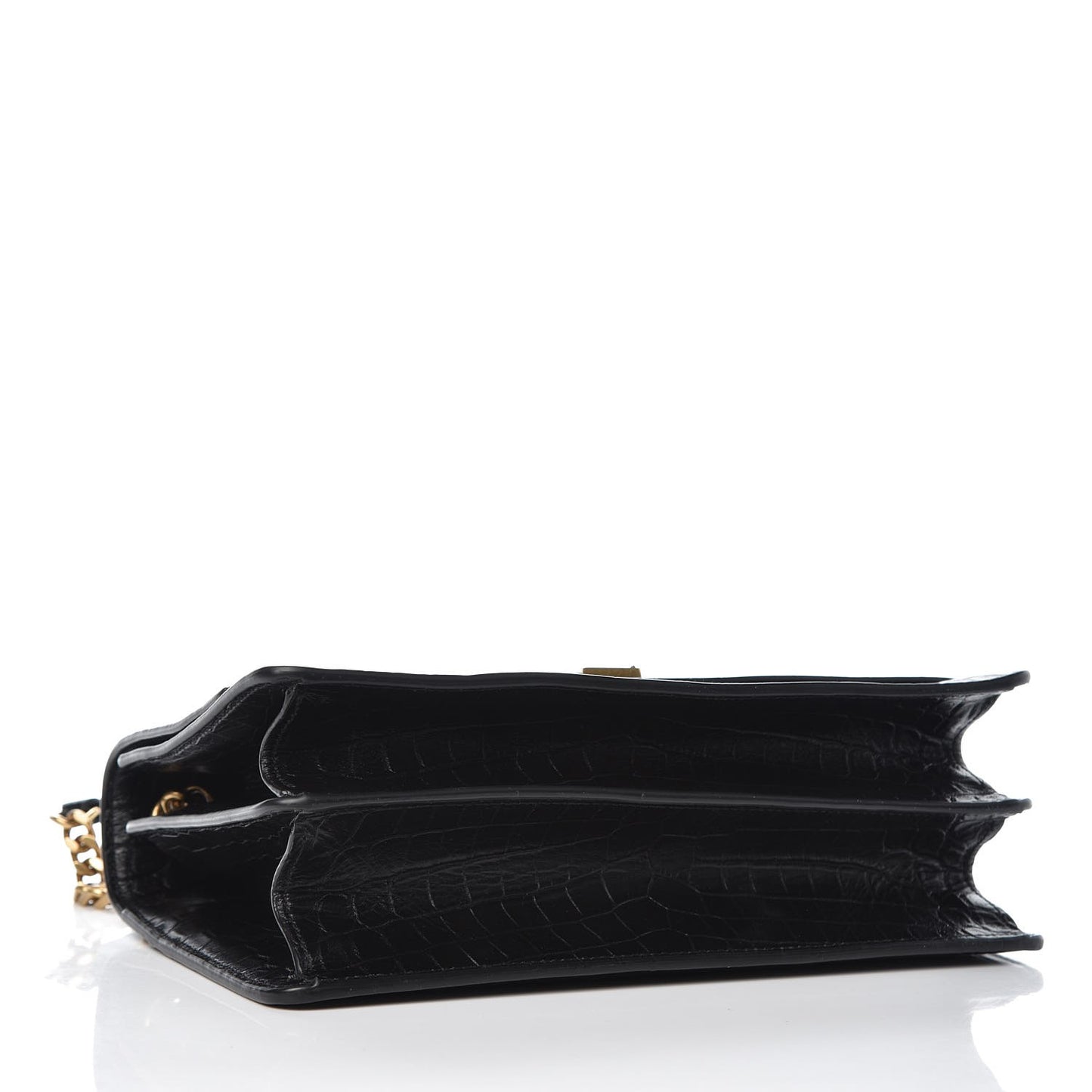Calfskin Crocodile Embossed Monogram Medium Sunset Black