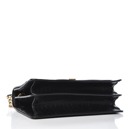 Saint Laurent Calfskin Crocodile Embossed Monogram Medium Sunset Black 4 of 8