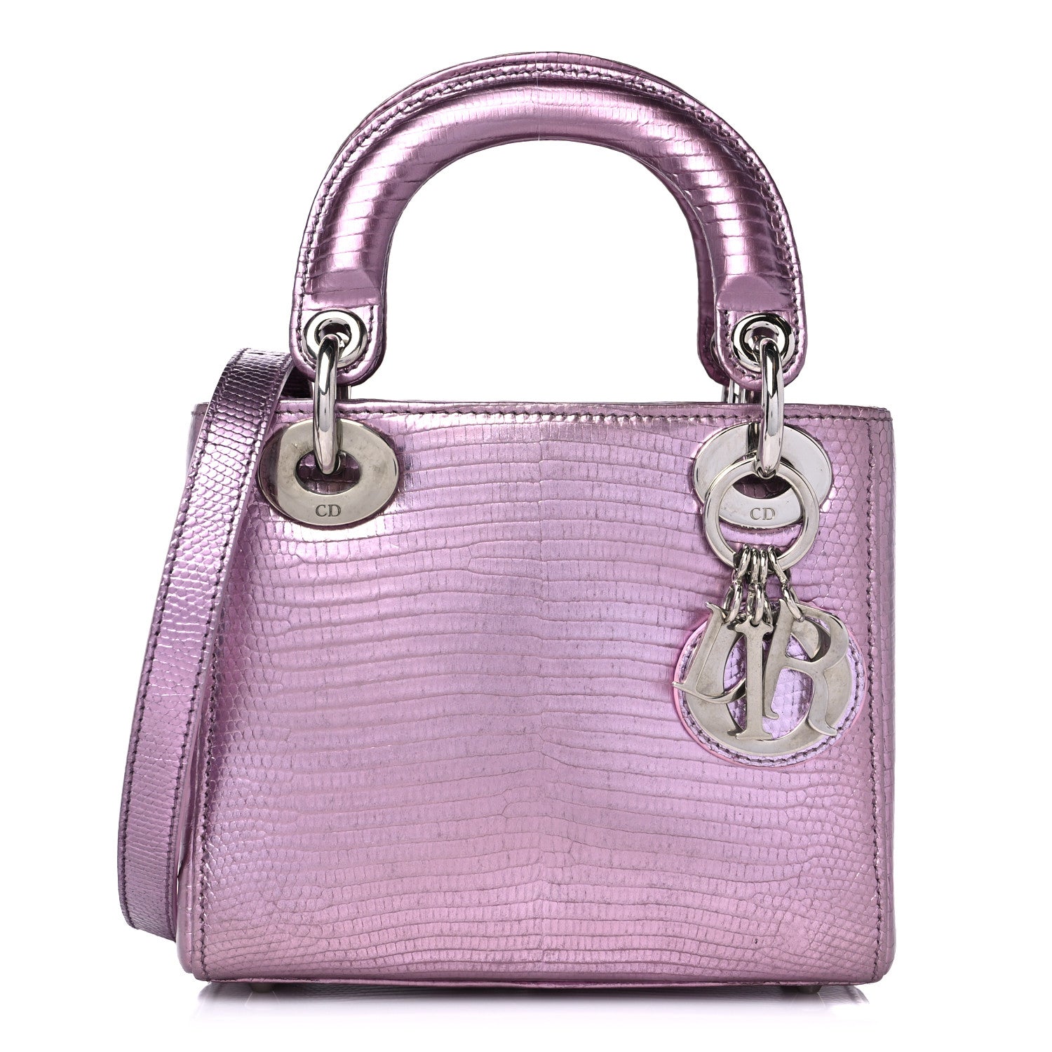 Christian Dior Metallic Lizard Mini Lady Dior Pink 1 of 10
