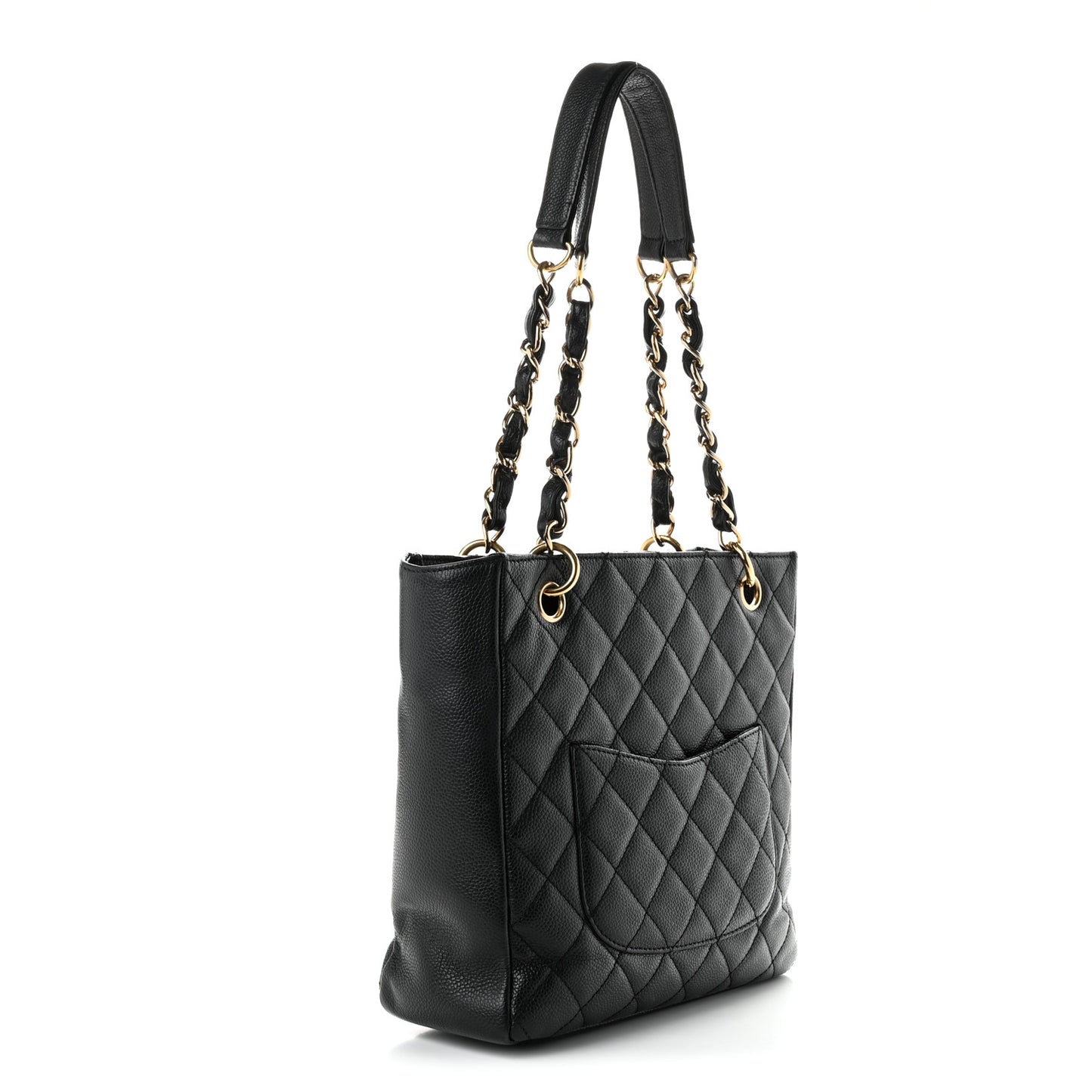 Caviar Quilted Petit Shopping Tote PST Black