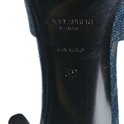 Saint Laurent Denim Monogram La 16 Mule Sandals 39 Blue Jeans 8 of 8