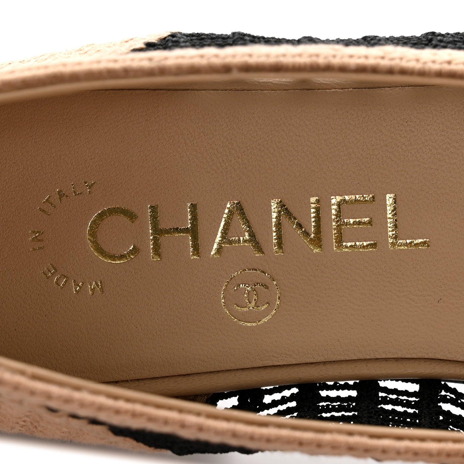 Chanel Raffia Cap Toe Ballerina Flats 37 Black Beige 8 of 9