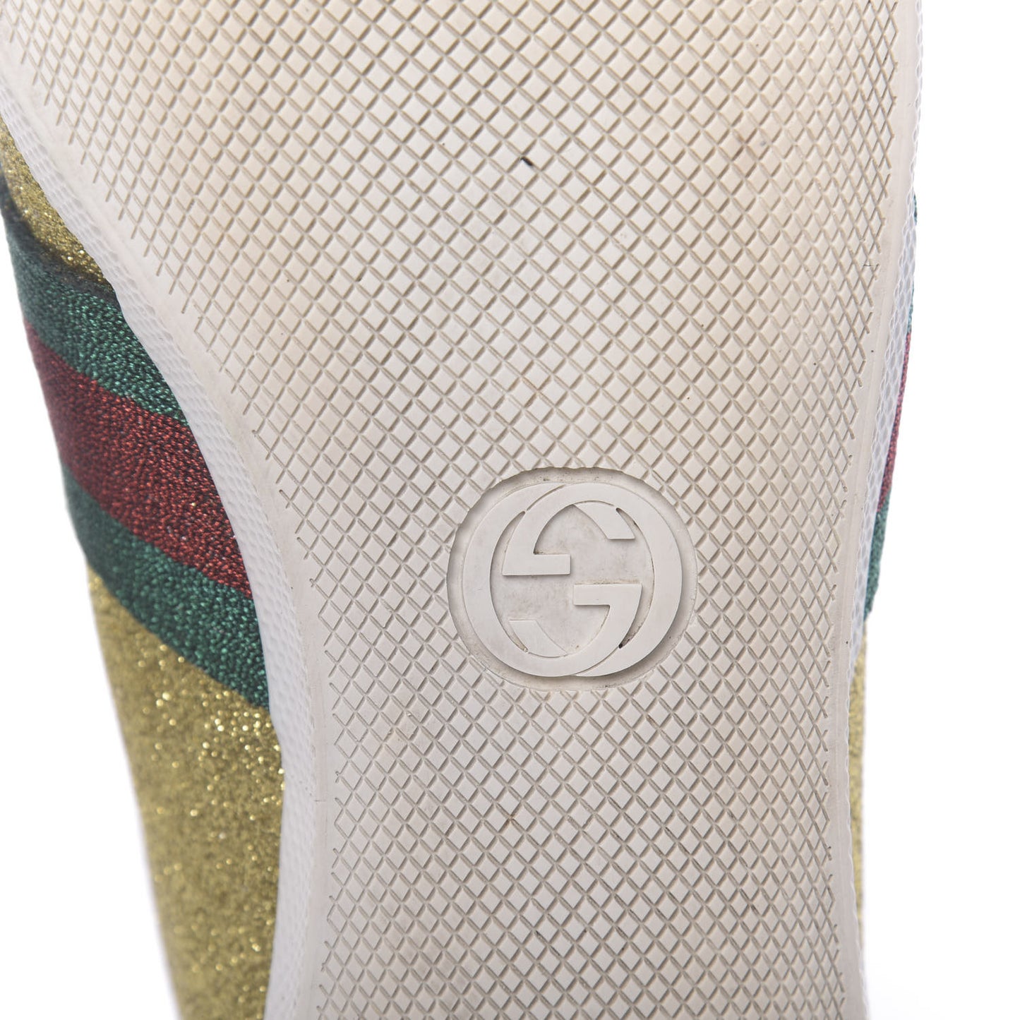 Metallic Calfskin Studded Mens Bambi Web GG Sneakers 7.5 Gold