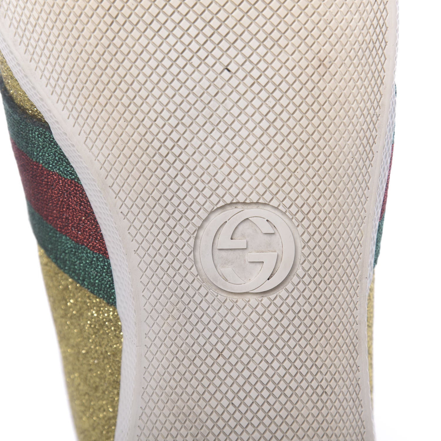 Gucci Metallic Calfskin Studded Mens Bambi Web GG Sneakers 7.5 Gold 7 of 13