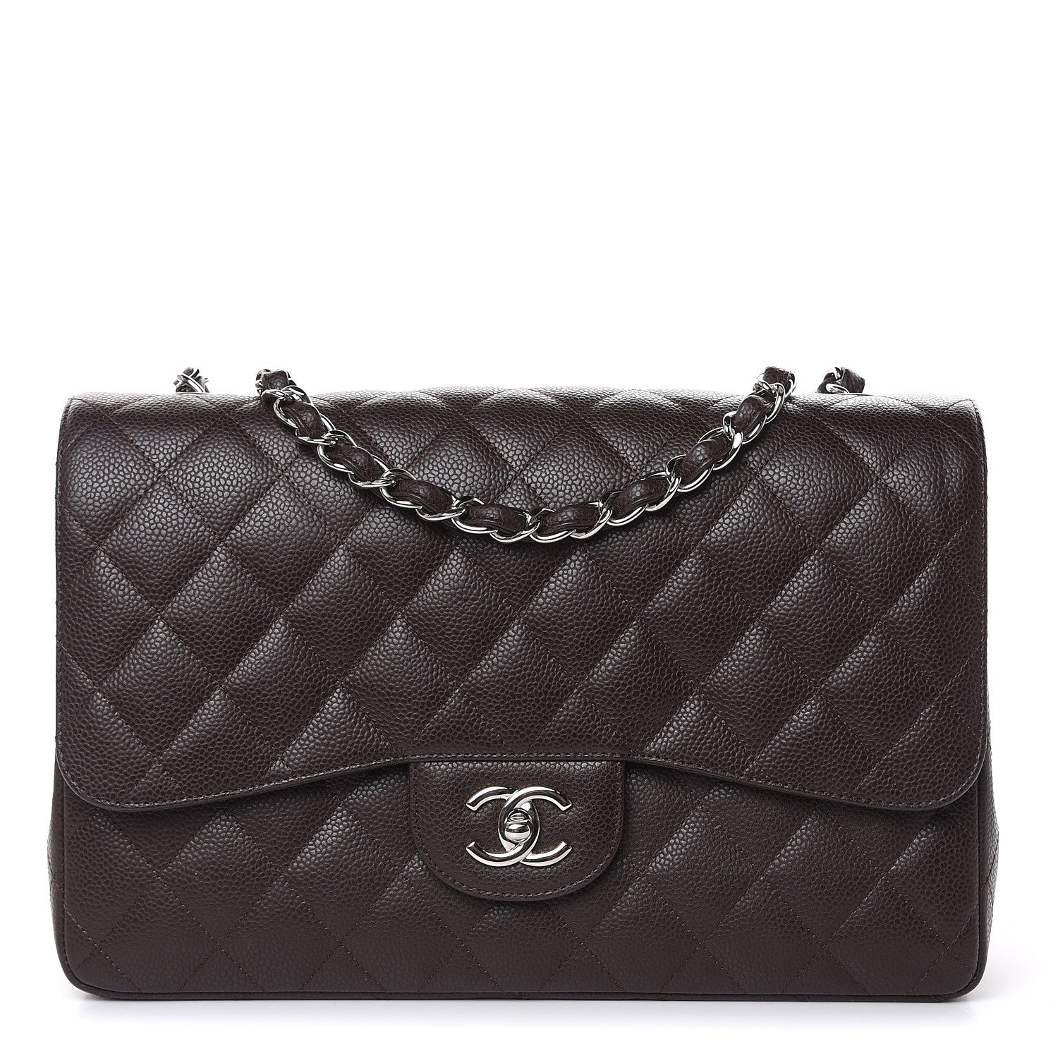 Chanel Caviar Quilted Jumbo Single Flap Dark Brown 1 of 11