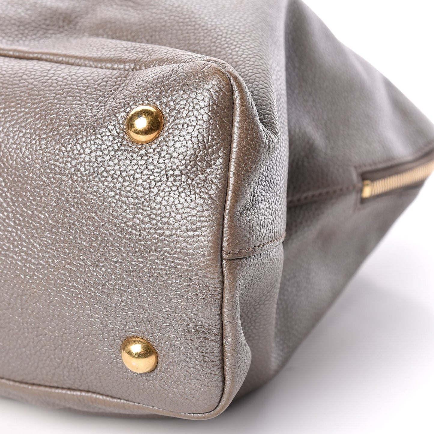 Metallic Calfskin Large Calypso Tote Grey